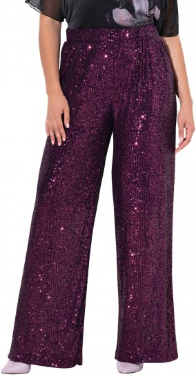 Ulla Popken Wide Leg Sequined Pants Mulberry - Džinsi & Bikses Lielos Izmēros – Plus Size - 