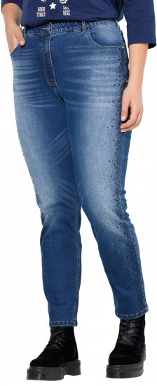Ulla Popken Rhinestone Detail Stretch Fit Jeans Denim Blue - Džinsi & Bikses Lielos Izmēros – Plus Size - 