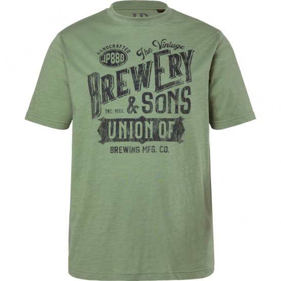 JP1880 T-Shirt Short Sleeve Chest Print Eucalyptus Green - T-krekli - T-krekli - 2XL-14XL
