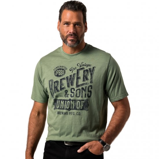 JP1880 T-Shirt Short Sleeve Chest Print Eucalyptus Green - T-krekli - T-krekli - 2XL-14XL