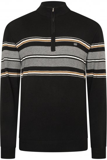 Kam Jeans 93 Stripe 1/4 Zipper Knitted Sweater Black - Džemperi un džemperi ar kapuci - Džemperi - 2XL-14XL