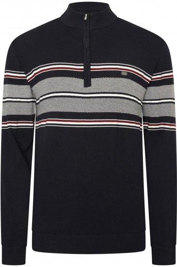 Kam Jeans 93 Stripe 1/4 Zipper Knitted Sweater Navy - Džemperi un džemperi ar kapuci - Džemperi - 2XL-14XL