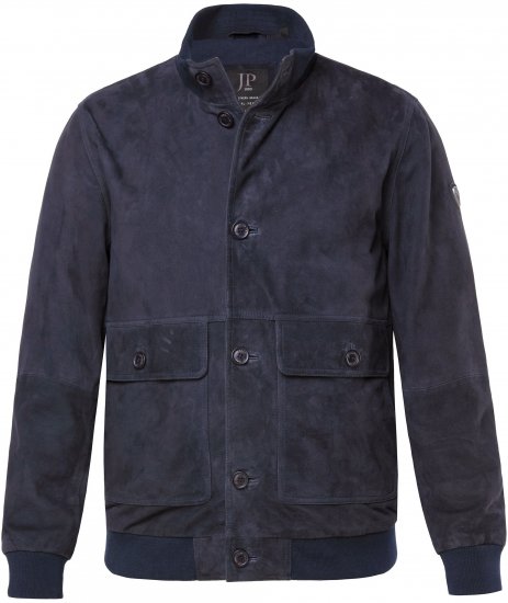 JP1880 Soft Goatskin Suede Leather Jacket Navy - Ādas jakas - Ādas jakas lielos izmēros