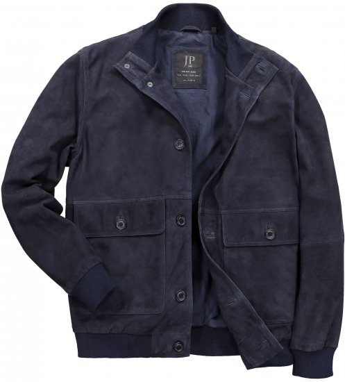 JP1880 Soft Goatskin Suede Leather Jacket Navy - Ādas jakas - Ādas jakas lielos izmēros