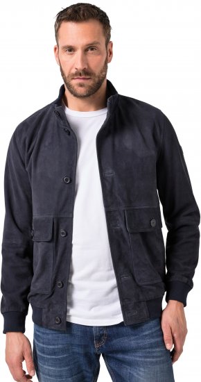 JP1880 Soft Goatskin Suede Leather Jacket Navy - Ādas jakas - Ādas jakas lielos izmēros