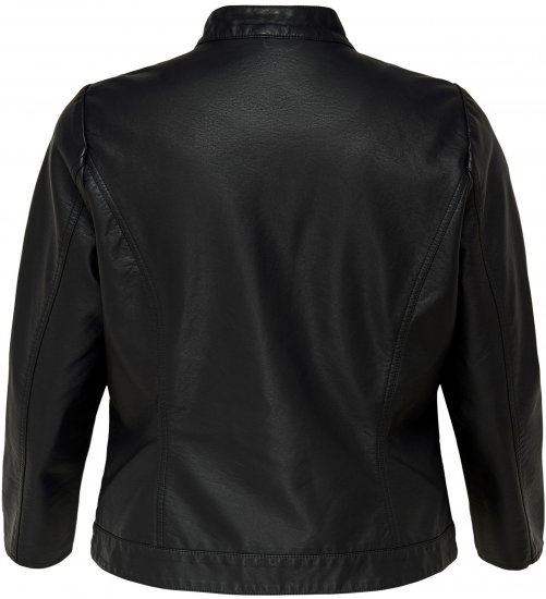 Only Carmakoma Robber Leather Jacket Black - Ādas jakas - 