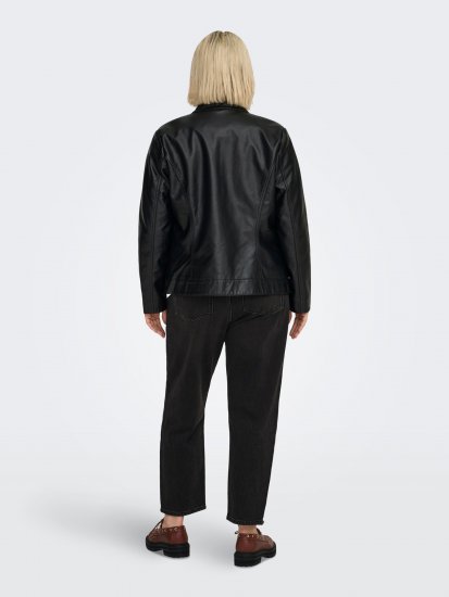 Only Carmakoma Robber Leather Jacket Black - Ādas jakas - 