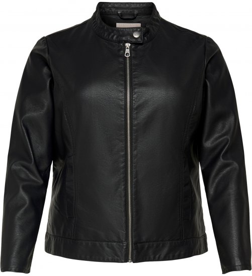 Only Carmakoma Robber Leather Jacket Black - Ādas jakas - 