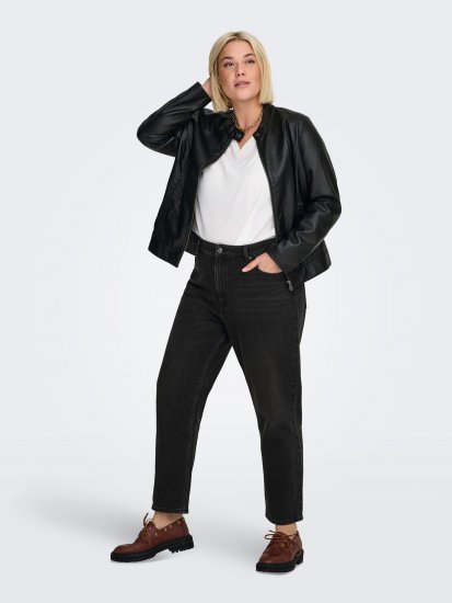 Only Carmakoma Robber Leather Jacket Black - Ādas jakas - 