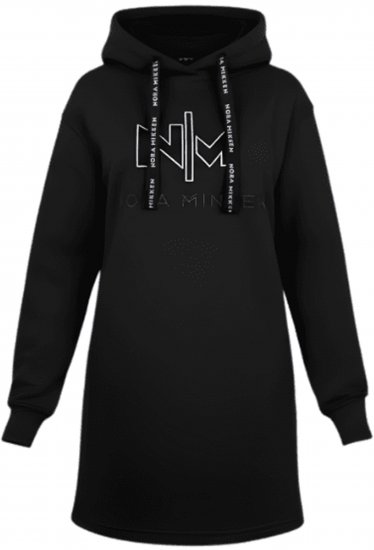 Nora Mikken KADRI WHITE Long Hoodie Black - Džemperi un džemperi ar kapuci - 