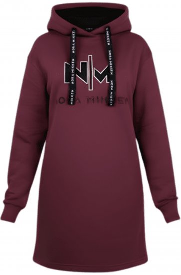 Nora Mikken KADRI WHITE Long Hoodie Burgundy - Džemperi un džemperi ar kapuci - 
