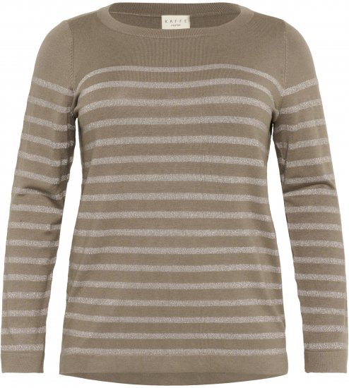 Kaffe Curve Linia Boatneck Pullover Morel Melange with Silver Lurex - Adīti džemperi - 
