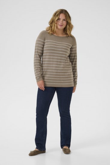 Kaffe Curve Linia Boatneck Pullover Morel Melange with Silver Lurex - Adīti džemperi - 