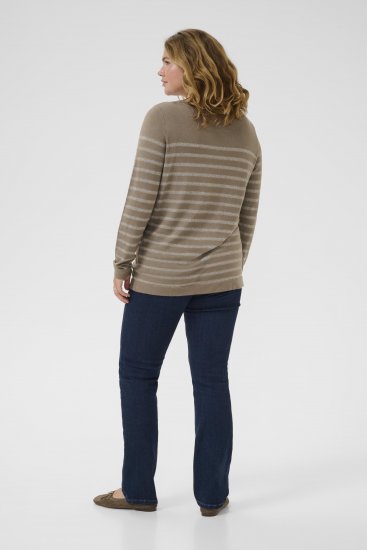 Kaffe Curve Linia Boatneck Pullover Morel Melange with Silver Lurex - Adīti džemperi - 