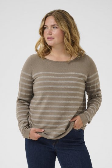 Kaffe Curve Linia Boatneck Pullover Morel Melange with Silver Lurex - Adīti džemperi - 