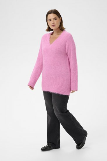 Kaffe Curve Emilia Pullover Pink Power Melange - Adīti džemperi - 