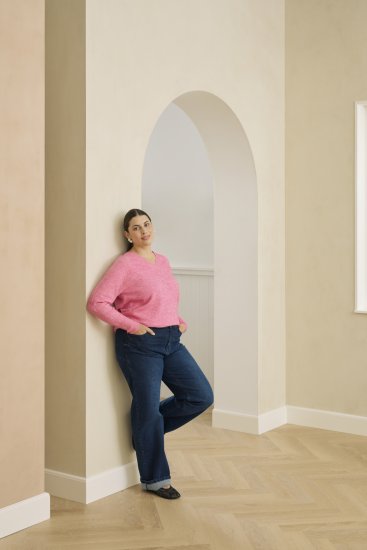 Kaffe Curve Emilia Pullover Pink Power Melange - Adīti džemperi - 