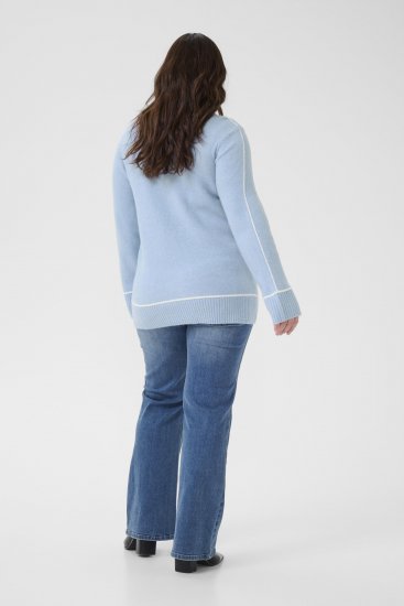Kaffe Curve Jina Knit Pullover Powder Blue Melange - Adīti džemperi - 