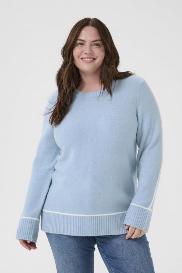 Kaffe Curve Jina Knit Pullover Powder Blue Melange - Adīti džemperi - 