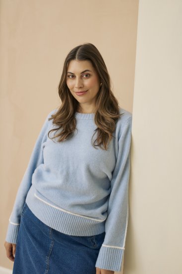 Kaffe Curve Jina Knit Pullover Powder Blue Melange - Adīti džemperi - 