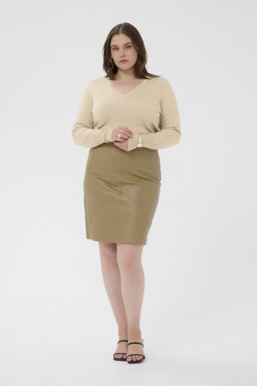 Kaffe Curve Lizzy Long Sleeve Pullover Feather Grey Melange - Adīti džemperi - 