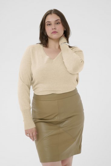 Kaffe Curve Lizzy Long Sleeve Pullover Feather Grey Melange - Adīti džemperi - 