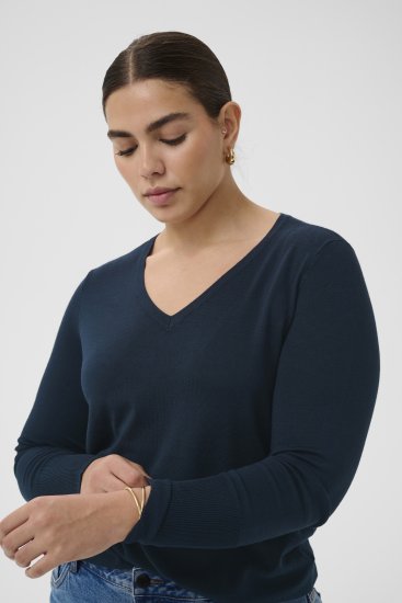 Kaffe Curve Lizzy Long Sleeve Pullover Midnight Marine - Adīti džemperi - 