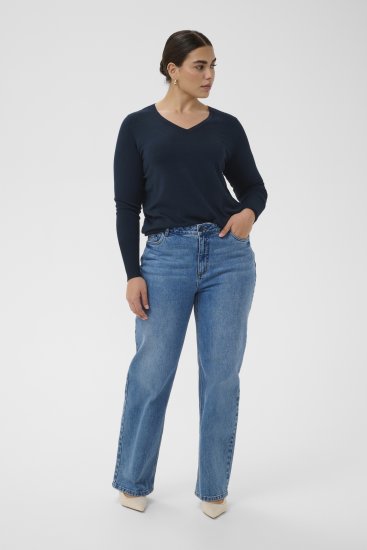 Kaffe Curve Lizzy Long Sleeve Pullover Midnight Marine - Adīti džemperi - 