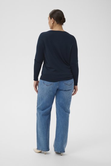 Kaffe Curve Lizzy Long Sleeve Pullover Midnight Marine - Adīti džemperi - 