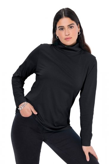 Ulla Popken Basic Long Sleeve Slim Fit Turtleneck Black - Džemperi un džemperi ar kapuci - Mīksti džemperi un jakas