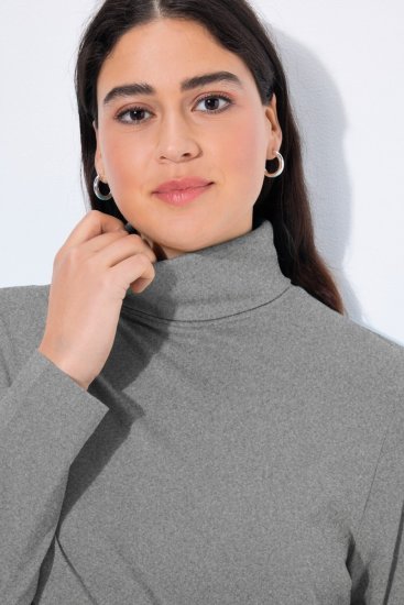 Ulla Popken Basic Long Sleeve Slim Fit Turtleneck Light Grey Melange - Džemperi un džemperi ar kapuci - Mīksti džemperi un jakas