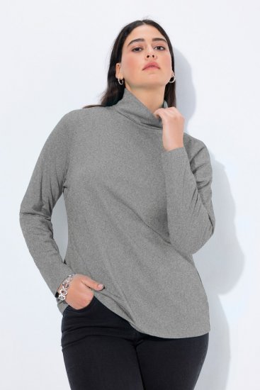 Ulla Popken Basic Long Sleeve Slim Fit Turtleneck Light Grey Melange - Džemperi un džemperi ar kapuci - Mīksti džemperi un jakas