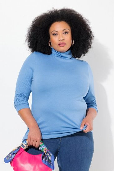 Ulla Popken Basic Long Sleeve Slim Fit Turtleneck Light Cornflower - Džemperi un džemperi ar kapuci - Mīksti džemperi un jakas