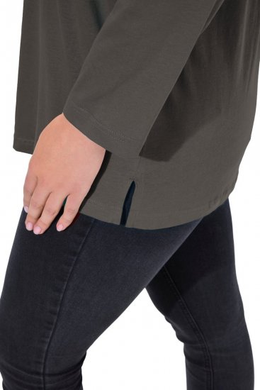 Ulla Popken Back To Basics V-Neck Relaxed Fit Cotton Tee Graphite Grey - T-krekli - Sieviešu T-krekli