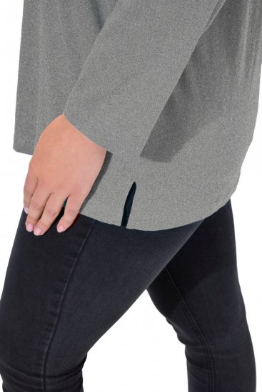 Ulla Popken Back To Basics V-Neck Relaxed Fit Cotton Tee Light Grey Melange - T-krekli - Sieviešu T-krekli