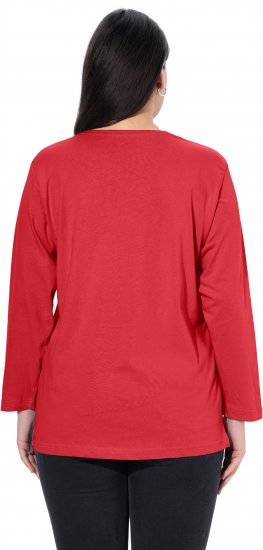 Ulla Popken Back To Basics V-Neck Relaxed Fit Cotton Tee Salsa Red - T-krekli - 