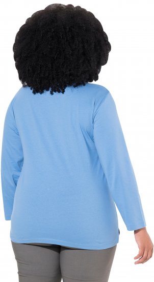 Ulla Popken Back To Basics V-Neck Relaxed Fit Cotton Tee Light Cornflower - T-krekli - 