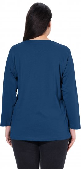 Ulla Popken Back To Basics V-Neck Relaxed Fit Cotton Tee Dark Blue - T-krekli - 