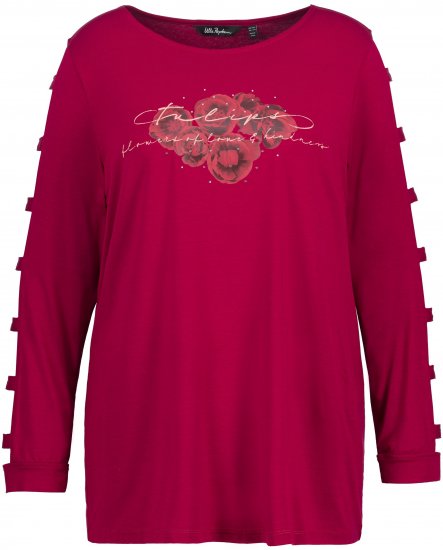 Ulla Popken Rhinestone Accent Statement Cutout Sleeve Stretch Knit Top Wine Red - Apdrukāti T-krekli sievietēm - 