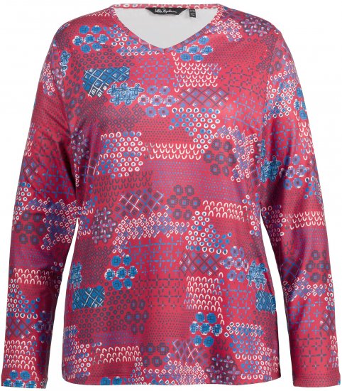Ulla Popken Graphic Print Recycled Polyester Quick Dry Stretch Top Salsa Red - Apdrukāti T-krekli sievietēm - 