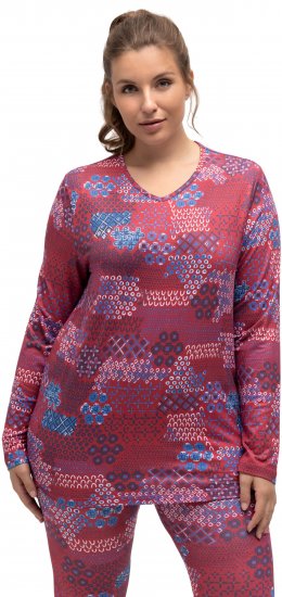 Ulla Popken Graphic Print Recycled Polyester Quick Dry Stretch Top Salsa Red - Apdrukāti T-krekli sievietēm - 