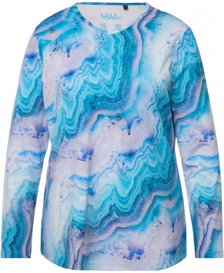 Ulla Popken Marble Ski Top with Gaiter Bright Turquoise - Apdrukāti T-krekli sievietēm - 