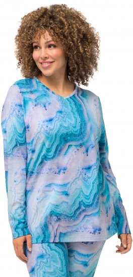 Ulla Popken Marble Ski Top with Gaiter Bright Turquoise - Apdrukāti T-krekli sievietēm - 