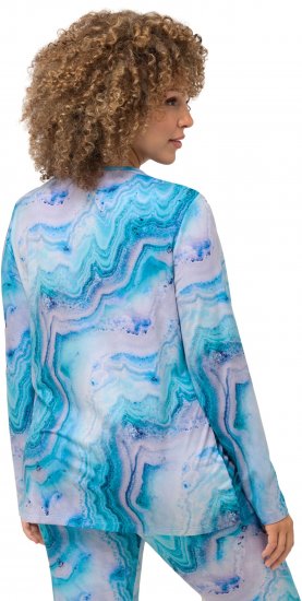Ulla Popken Marble Ski Top with Gaiter Bright Turquoise - Apdrukāti T-krekli sievietēm - 