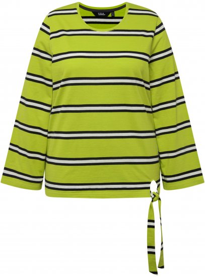 Ulla Popken Striped Hem Long Sleeve Tee Apple Green - Apdrukāti T-krekli sievietēm - 