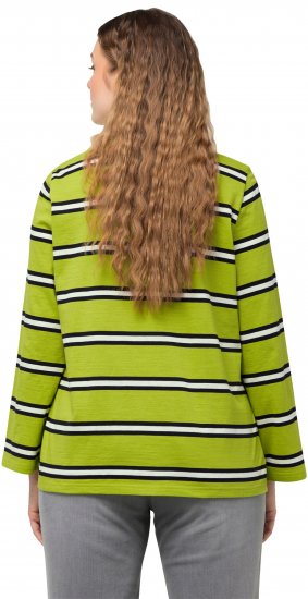 Ulla Popken Striped Hem Long Sleeve Tee Apple Green - Apdrukāti T-krekli sievietēm - 