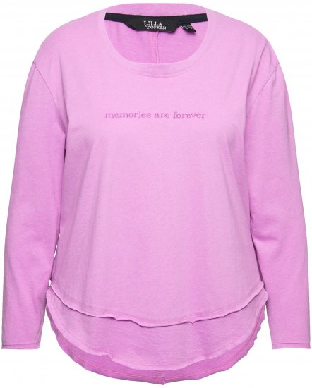 Ulla Popken Layered Look Memories Embroidered Long Sleeve Tee Amethyst - Apdrukāti T-krekli sievietēm - 