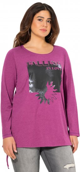 Ulla Popken Tie Hem Long Sleeve Graphic Tee Berry - Apdrukāti T-krekli sievietēm - 