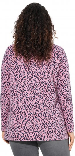 Ulla Popken Geometric Print 3/4 Sleeve Pleated Tee Raspberry - Apdrukāti T-krekli sievietēm - 