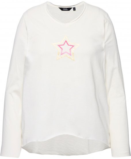 Ulla Popken Star Long Sleeve Graphic Tee Off-White - Apdrukāti T-krekli sievietēm - 